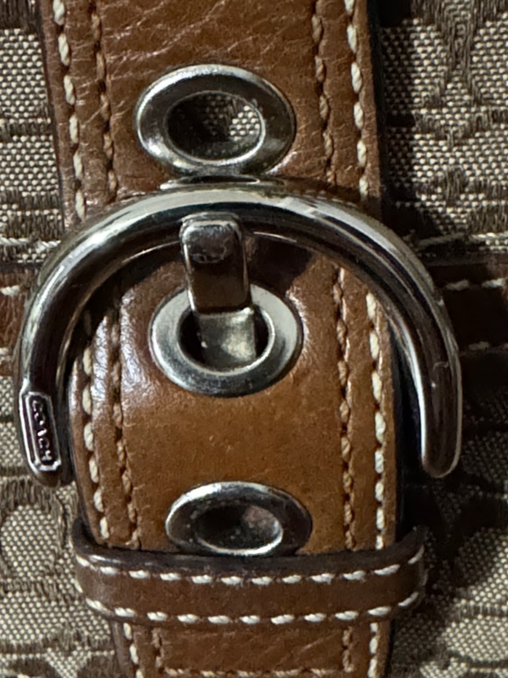 Coach Brown Signature Canvas and Leather Wristlet - Picture 12 of 16